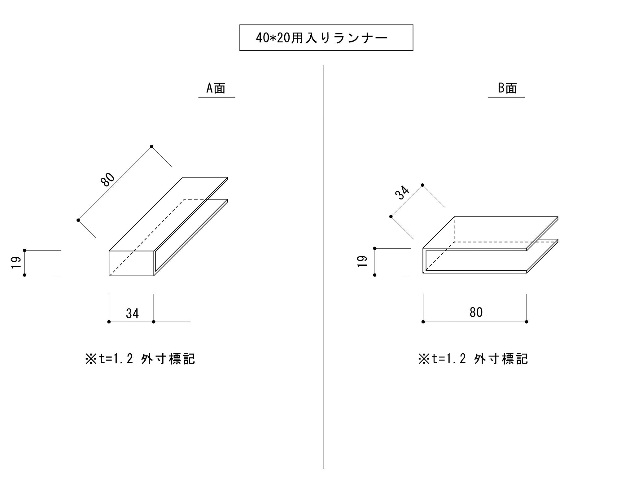 建材ドットコム / 入りランナー 40×20角スタッド用